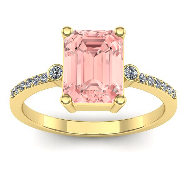 Inel cu diamant de laborator roz dreptunghiular