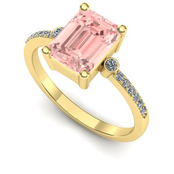 Inel din aur galben cu diamant de laborator roz