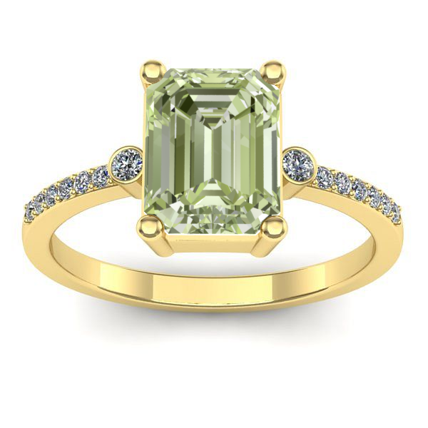 Inel cu diamant de laborator verde dreptunghiular