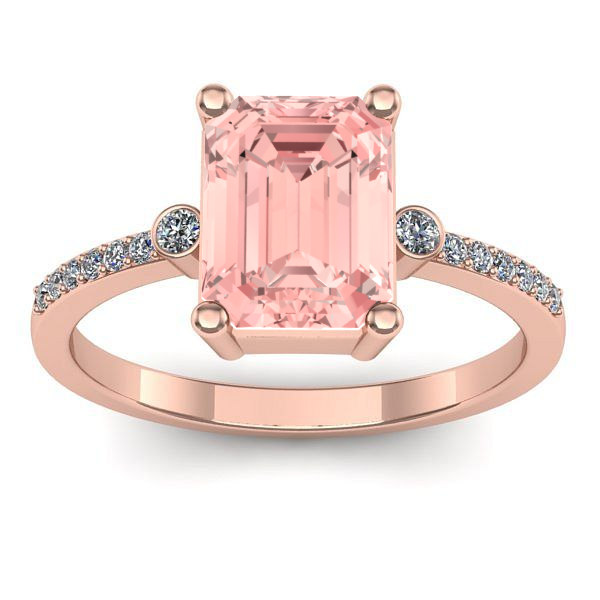 Inel logodna cu diamant de laborator roz dreptunghiular