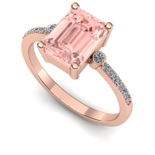 Inel din aur roz cu diamant de laborator roz