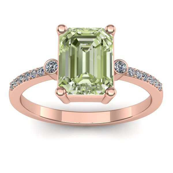 Inel cu diamant de laborator verde dreptunghiular