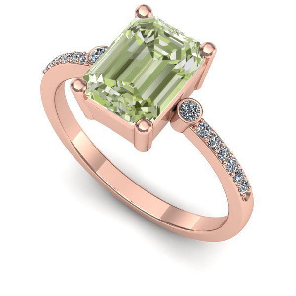 Inel logodna din aur roz cu diamant de laborator verde