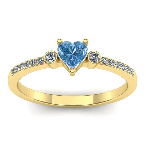 Inel cu diamant de laborator albastru inima