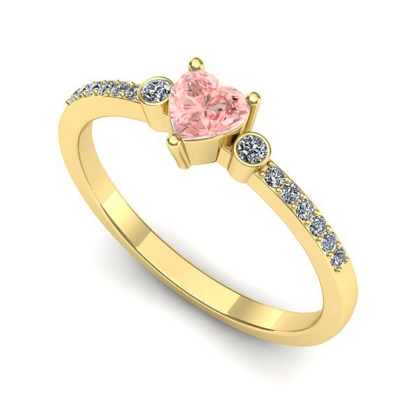 Inel de logodna din aur galben cu diamant de laborator roz