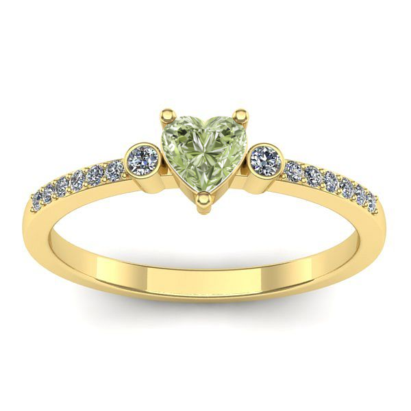 Inel de logodna cu diamant de laborator verde inima