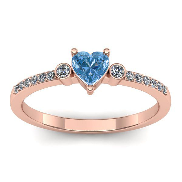 Inel de logodna cu diamant de laborator albastru inima