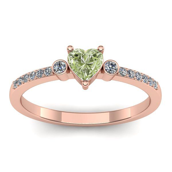 Inel de logodna cu diamant de laborator verde inima