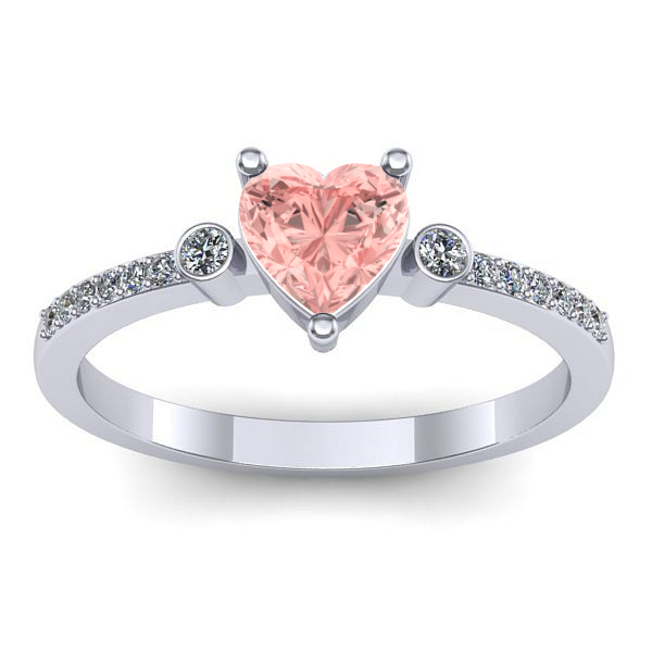 Inel de logodna cu diamant de laborator roz inima