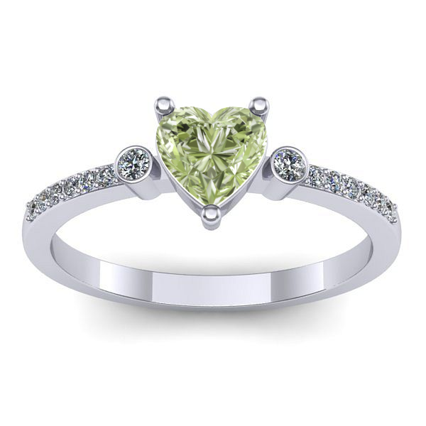 Inel cu diamant de laborator verde inima