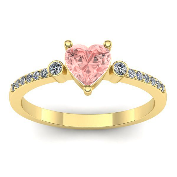 Inel de logodna cu diamant de laborator roz inima