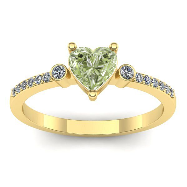 Inel logodna cu diamant de laborator verde inima