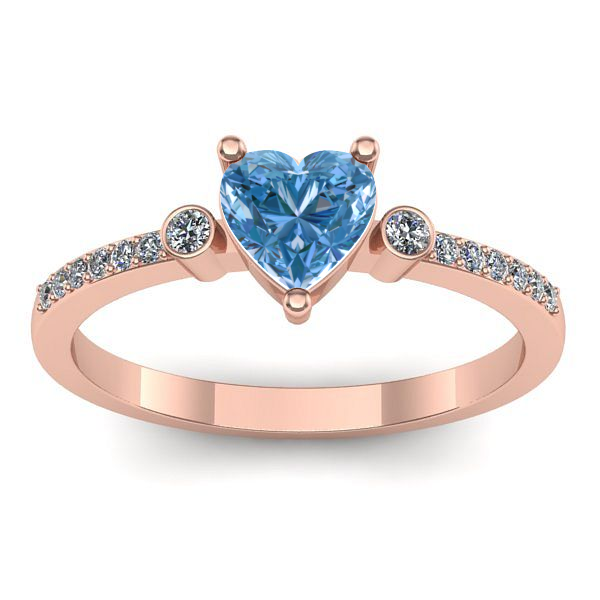 Inel cu diamant de laborator albastru inima