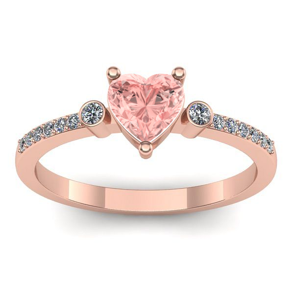 Inel cu diamant de laborator roz inima