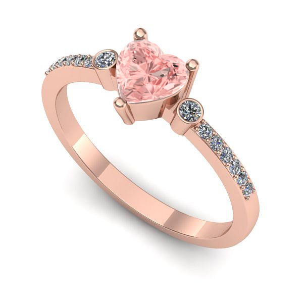 Inel de logodna din aur roz cu diamant de laborator roz