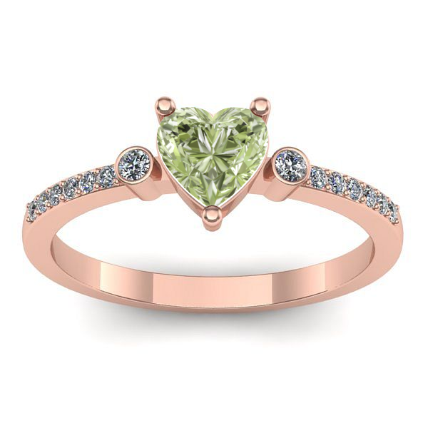 Inel logodna cu diamant de laborator verde inima