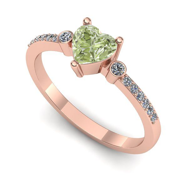 Inel logodna din aur roz cu diamant de laborator verde