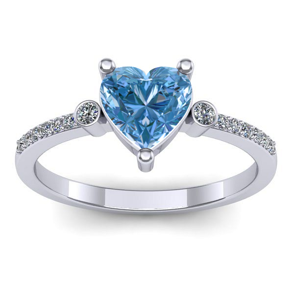 Inel cu diamant de laborator albastru inima