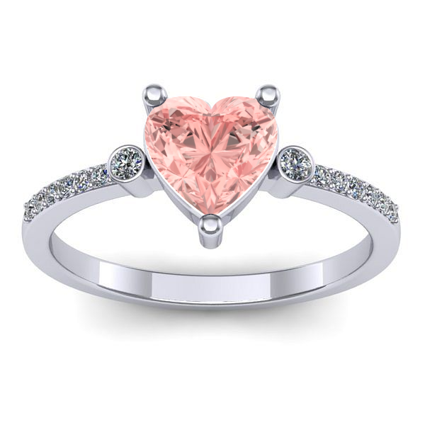 Inel cu diamant de laborator roz inima