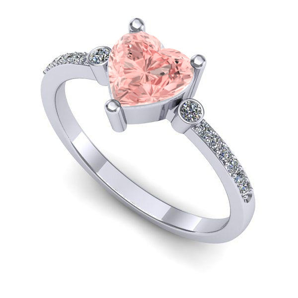 Inel logodna din aur alb cu diamant de laborator roz