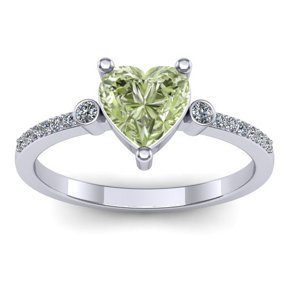 Inel de logodna cu diamant de laborator verde inima