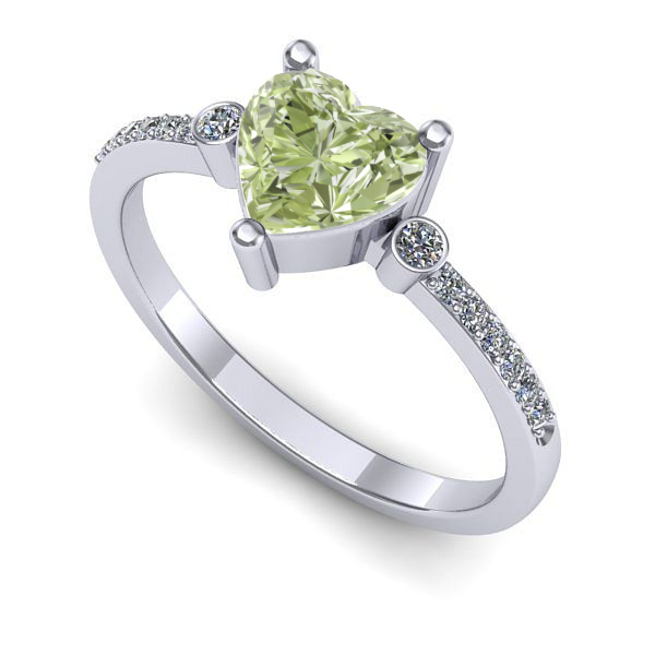 Inel logodna din aur alb cu diamant de laborator verde