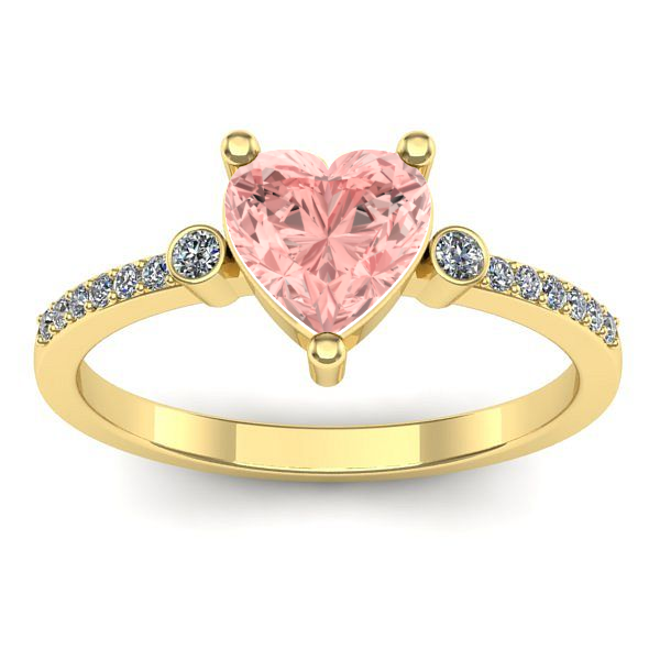 Inel de logodna cu diamant de laborator roz inima