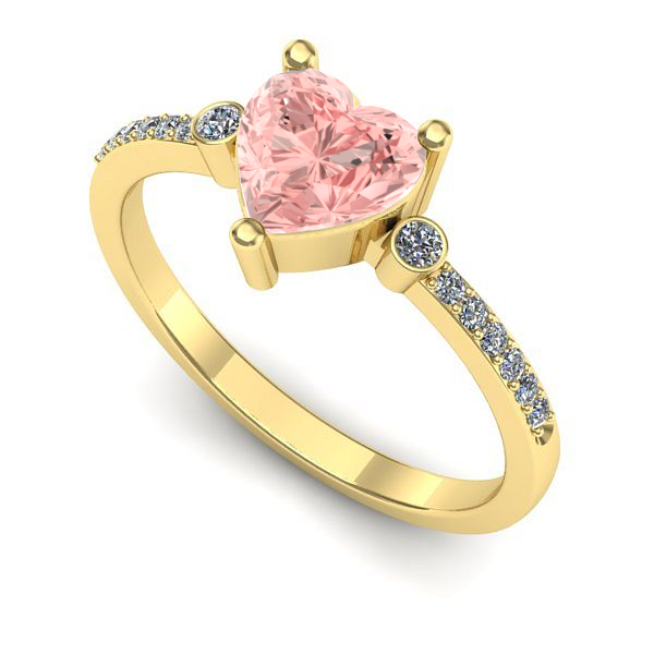 Inel logodna din aur galben cu diamant de laborator roz