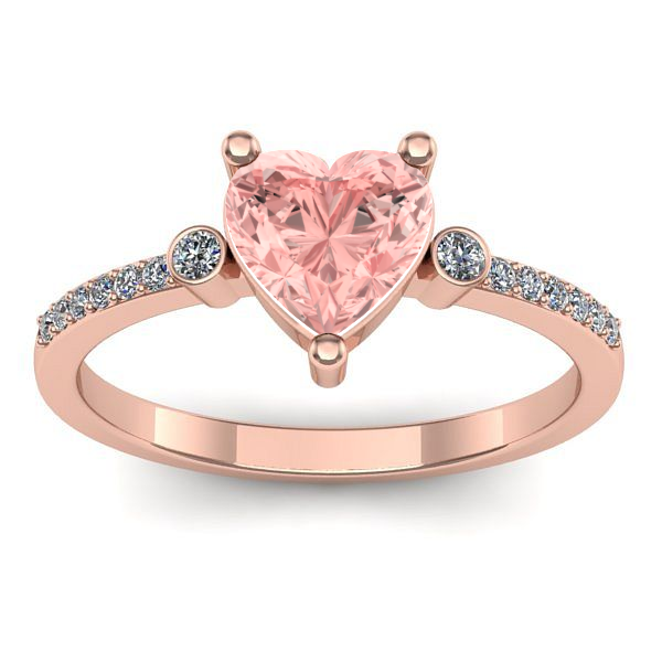 Inel logodna cu diamant de laborator roz inima