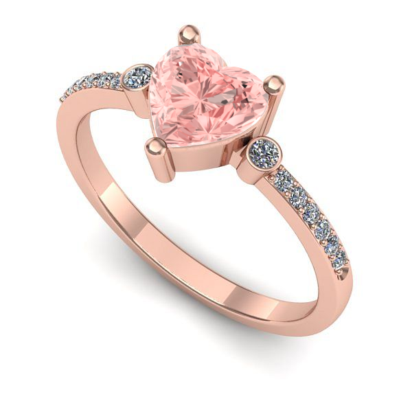 Inel din aur roz cu diamant de laborator roz