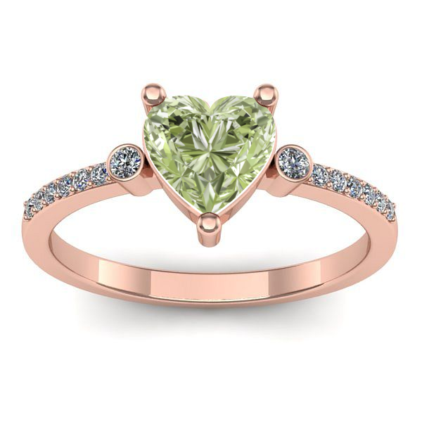 Inel cu diamant de laborator verde inima
