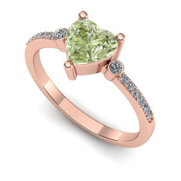 Inel de logodna din aur roz cu diamant de laborator verde