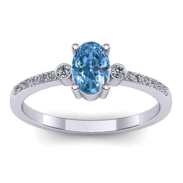 Inel de logodna cu diamant de laborator albastru oval