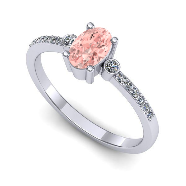 Inel logodna din aur alb cu diamant de laborator roz