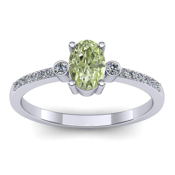 Inel cu diamant de laborator verde oval