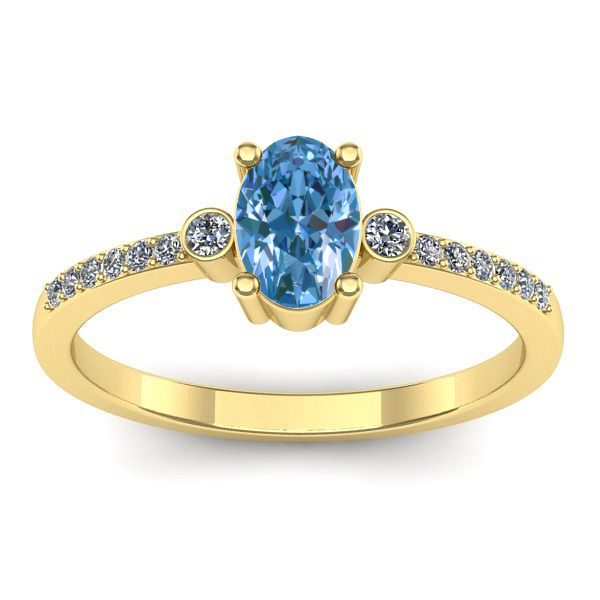 Inel cu diamant de laborator albastru oval