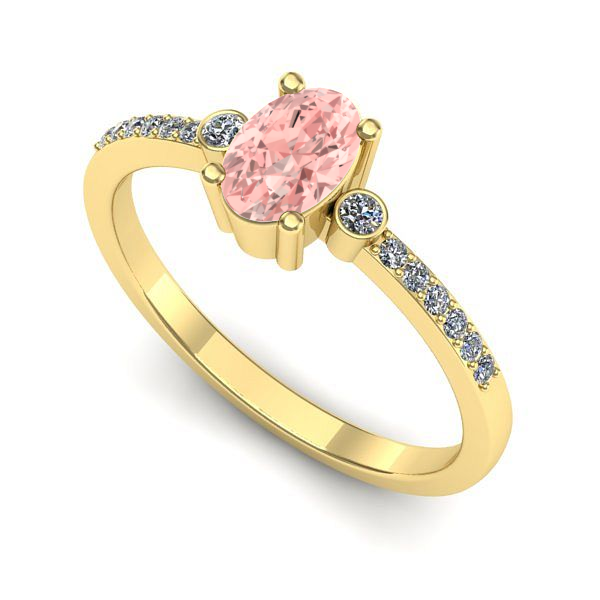 Inel de logodna din aur galben cu diamant de laborator roz