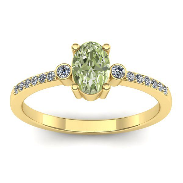 Inel cu diamant de laborator verde oval