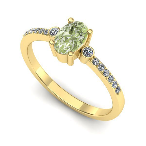 Inel din aur galben cu diamant de laborator verde