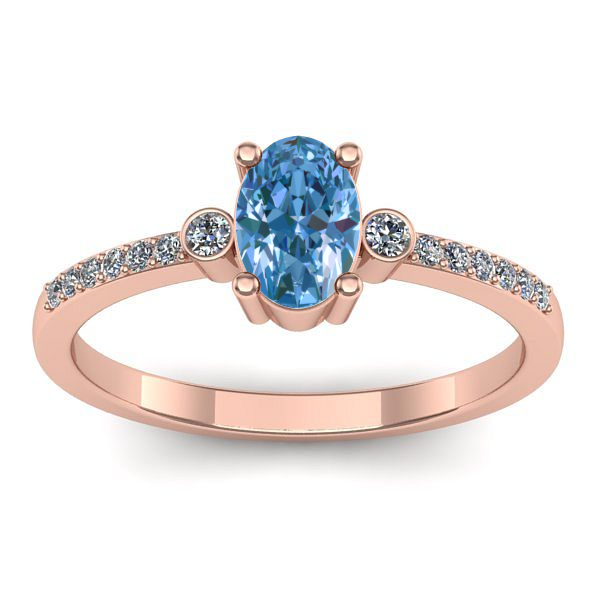 Inel cu diamant de laborator albastru oval
