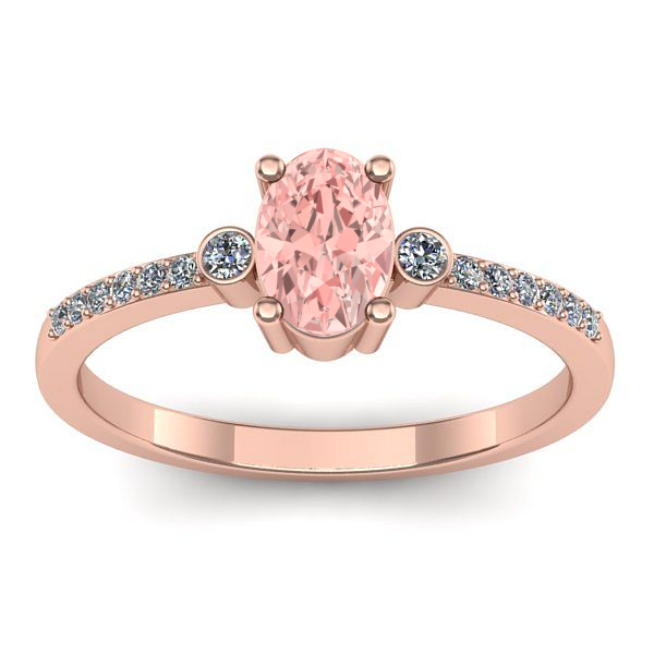 Inel logodna cu diamant de laborator roz oval