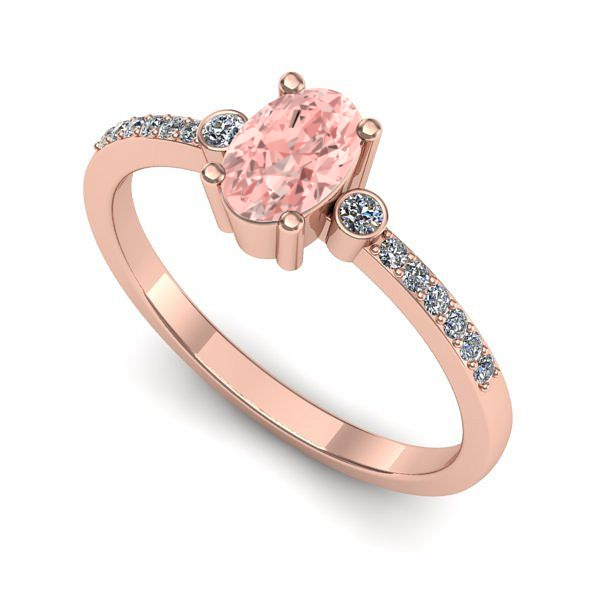 Inel logodna din aur roz cu diamant de laborator roz