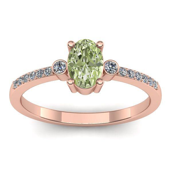 Inel cu diamant de laborator verde oval