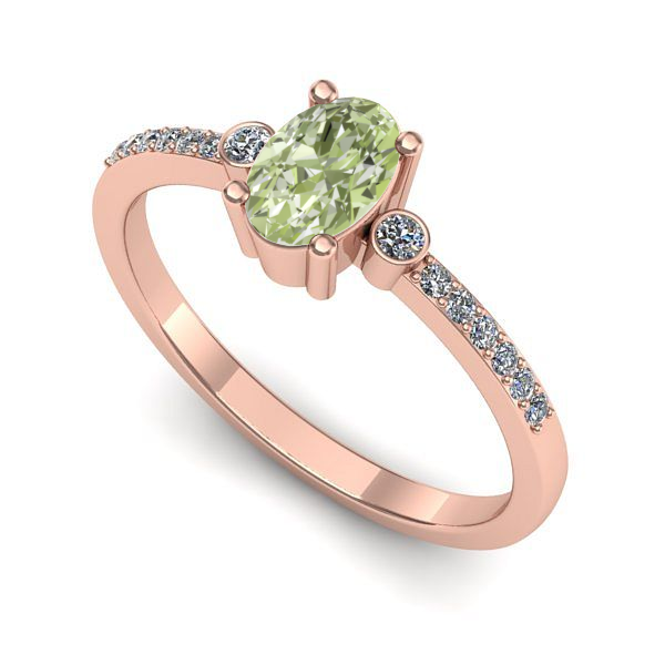 Inel de logodna din aur roz cu diamant de laborator verde