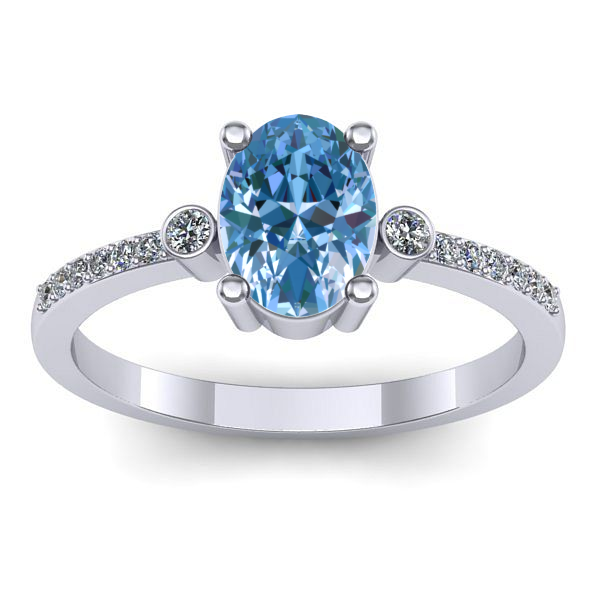 Inel logodna cu diamant de laborator albastru oval