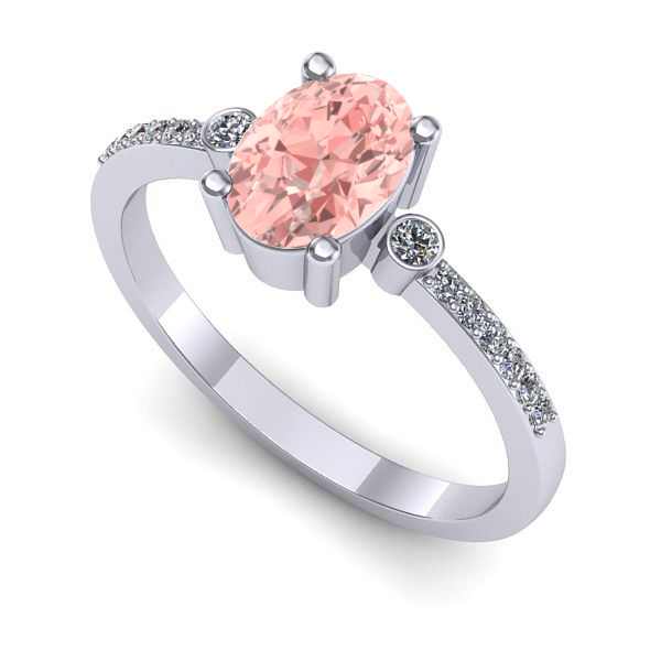 Inel din aur alb cu diamant de laborator roz