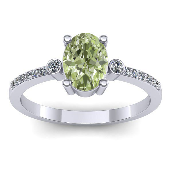 Inel logodna cu diamant de laborator verde oval