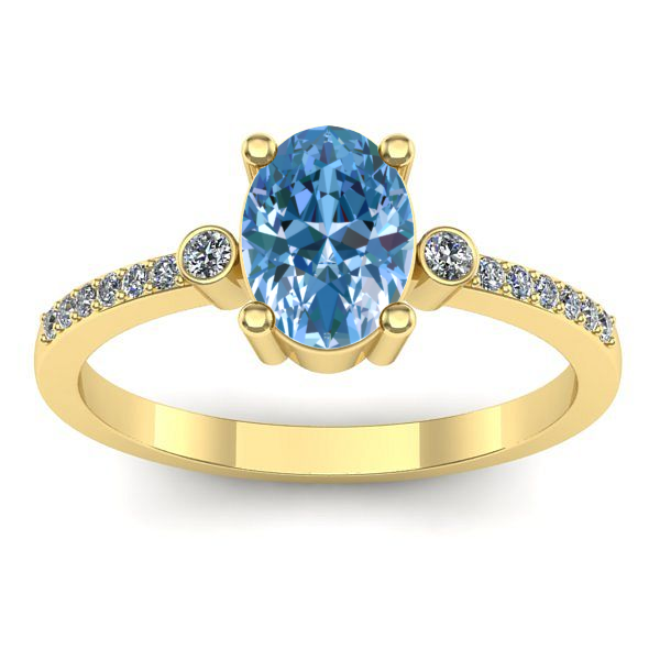 Inel de logodna cu diamant de laborator albastru oval