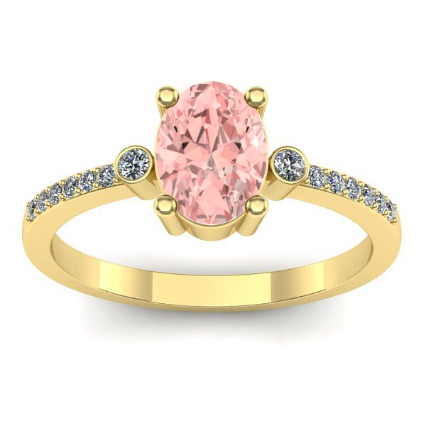 Inel cu diamant de laborator roz oval