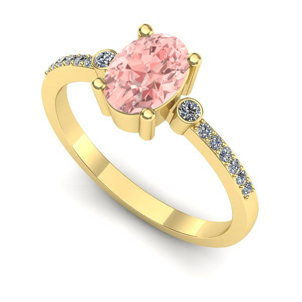 Inel logodna din aur galben cu diamant de laborator roz